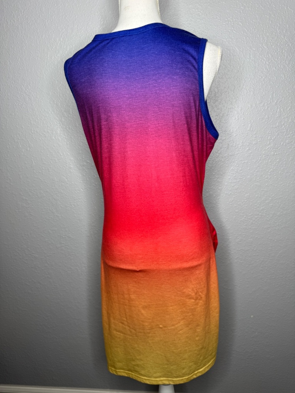Sleeveless Hollow out Twist Bodycon Dress Ombre Rainbow XL casual or nightlife - Picture 7 of 13